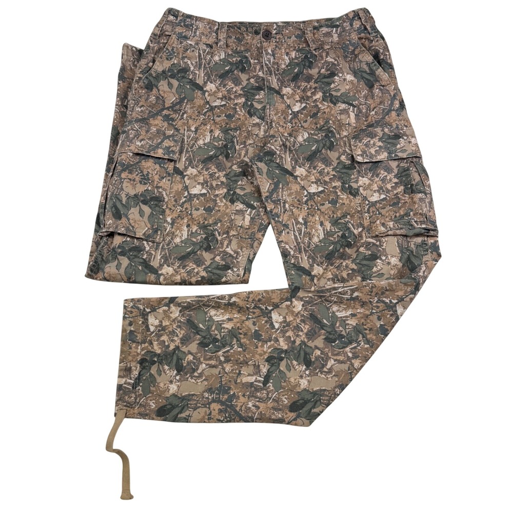 American Eagle Next Level Flex Cargo Pants Mens 30x34 Tan Camo Leaf Straight Leg